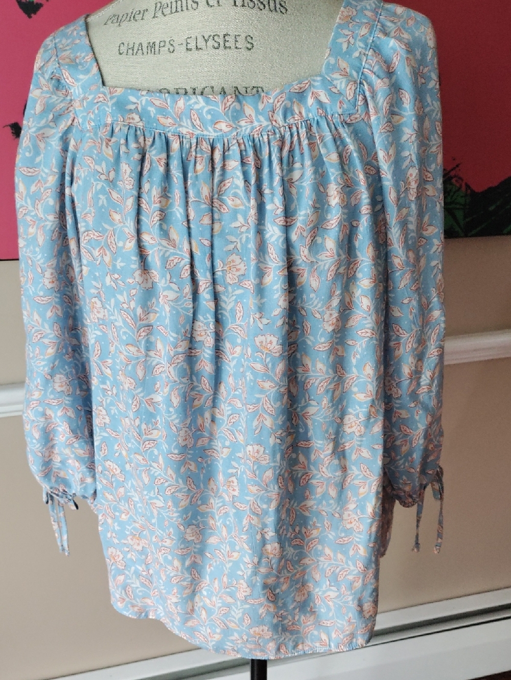 LC Lauren Conrad Light Blue Peasant Top Size L